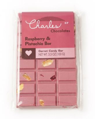 Raspberry and Pistachio Bar - Charles Chocolates